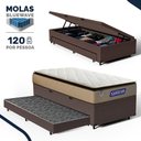 Ver imagem 2 de Cama Box Baú + Colchão Gazin de Molas Ensacadas Pillow Top Air Pro + Auxiliar de Espuma Solteiro