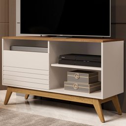 Rack para TV Até 42 Polegadas Fenix Wood 1 Porta 1 Prateleira Off White/Freijó - Giga Móveis - 1