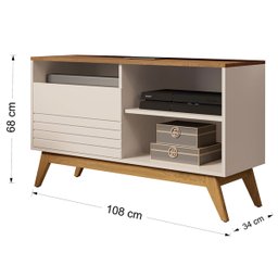 Rack para TV Até 42 Polegadas Fenix Wood 1 Porta 1 Prateleira Off White/Freijó - Giga Móveis - 4