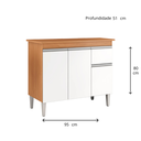 Ver imagem 2 de Balcão para Cozinha 1 M 3 Portas 1 Gav sem Tampo - Tatiane: Amendoa/branco