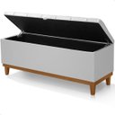 Ver imagem 2 de Recamier Baú Dubai Corino Branco Casal 1,30m Estofado Base Madeira