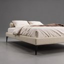 Ver mais imagens de Cama Base Box Casal Unique Estrutura em Madeira Pés de Ferro Linho Bege Desk Design