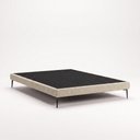 Ver imagem 3 de Cama Base Box Casal Unique Estrutura em Madeira Pés de Ferro Linho Bege Desk Design
