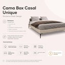 Ver imagem 4 de Cama Base Box Casal Unique Estrutura em Madeira Pés de Ferro Linho Bege Desk Design