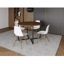 Ver imagem 1 de Mesa Industrial Base Ferro Preto em V Tampo 110cm Amendoa 4 Cadeiras Eames Madeira Assento Branco