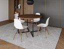 Ver imagem 1 de Mesa Industrial Base Ferro Preto em V Tampo 110cm Amendoa 4 Cadeiras Eames Madeira Assento Branco