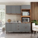 Ver imagem 1 de Cozinha Pérola Modulada 3 Peças Yescasa Cinza/Freijó