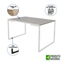 Ver imagem 3 de Mesa Industrial Base Ferro Branco 137x90 Tampo Branco 4 Cadeiras Eiffel Ferro Branco Assento Amarelo