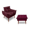 Ver imagem 1 de Kit C- 01 Poltrona Opala + 01 Puff Opala Elegante Suede Bordo