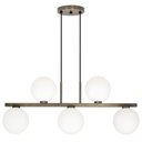 Ver imagem 1 de Pendente Luminária Lustre Jabuticaba 5 Globos Vidro Bronze
