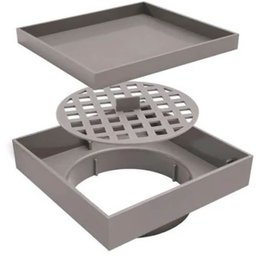 Ralo de Banheiro Astra Cinza Oculto Anti-Inseto Quadrado 11,5x11,5cm Plástico - 3