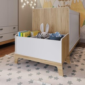 Caixa Organizadora de Brinquedos 74,5cm com Nichos Infantil Cor:itapua com Branco