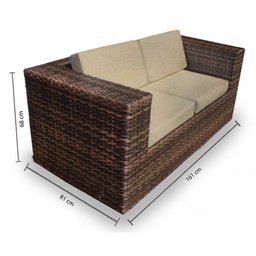 Conjunto Sofá para Jardim Quadrado Aço Fibra Sintética -Sofá 2 Lugares 2 Poltronas e Mesa Centro - T - 3