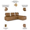 Ver imagem 3 de Sofá 3 Lugares com Chaise 222cm Rovier Sintético Caramelo Z32 - Mpozenato