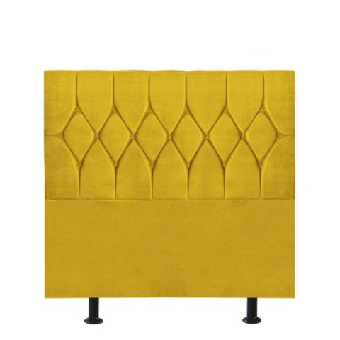 Cabeceira Estofada Istambul Capitonê 100cm Solteiro Box Quarto Corino Amarelo - Gat Magazine