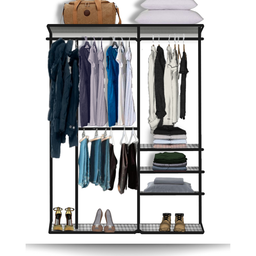 Cabideiro Arara Closet Casal Prateleira Aço Aramado - 1,60m Pt - 1