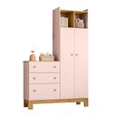 Ver imagem 3 de Guarda Roupa Infantil com Cômoda 2 Portas 3 Gavetas Flora 4970 Rosa Qmovi