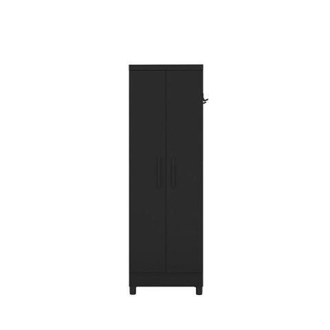 Armário Multiuso Slim 2 Portas C/ Suporte Preto Fosco - Bela Móveis