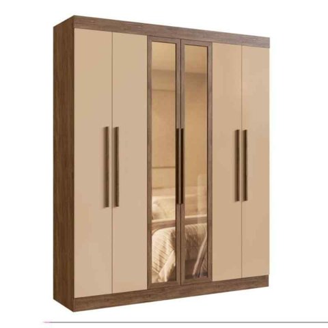 Guarda Roupa Portas Reflecta 100% Mdf Malibu Castanho/nude Doripel