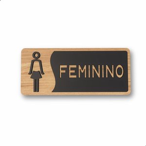 Placa de Banheiro Placas para Banheiro Feminino Masculino:preto - Feminino 12x26