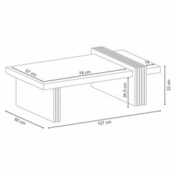 Mesa de Centro com Detalhe Ripado Tammy H01 Preto/freijó - Mpozenato - 4