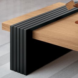 Mesa de Centro com Detalhe Ripado Tammy H01 Preto/freijó - Mpozenato - 5
