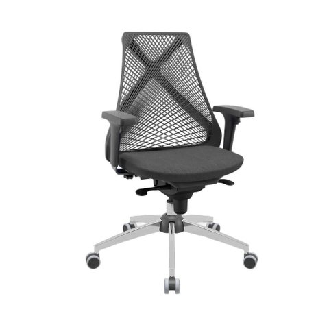 Cadeira Escritório Ergonômica Presidente Bix X + Giratória Cor:preto com Cinza
