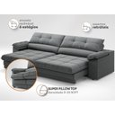 Ver imagem 5 de Sofá com Carregador Usb Retrátil Reclinável Monaco 2,50m Velosuede Grafite - Netsofas