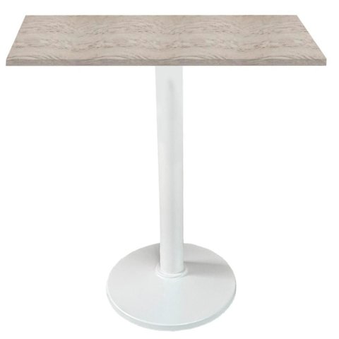 Mesa Zeta Ferro Branco 75 Cm Alt Disco Redondo Tampo Mdp Quadrado 80 Cm Larg X 2,5 Cm Alt