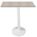 Ver imagem 1 de Mesa Zeta Ferro Branco 75 Cm Alt Disco Redondo Tampo Mdp Quadrado 80 Cm Larg X 2,5 Cm Alt
