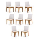 Ver imagem 1 de Kit 8 Cadeiras para Sala de Jantar Estofada Madeira Maciça Cecília Bege