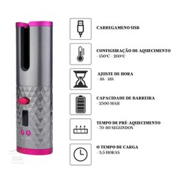 Escova Modeladora de Cachos Ondulador Profissional sem Fio - 4