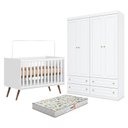 Ver imagem 1 de Berço Americano Q Encanto 3820 Retrô Branco Acetinado - Qmovi e Guarda Roupa Infantil Americano 4 Po