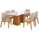 Ver imagem 1 de Kit Mesa de Jantar Orquestra com 6 Cadeira Sinfonia em Linho Naturale/off White/creme