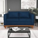 Ver imagem 1 de Sofá 3 Lugares Europa 180 cm Estilo Conforto e Elegância Suede Azul Marinho - ADJ Decor