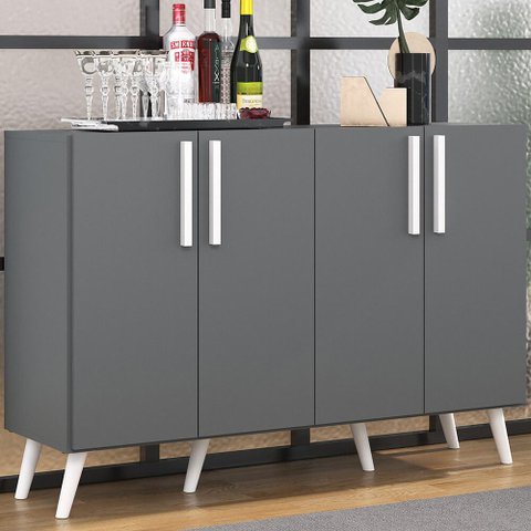 Aparador Buffet 4 Portas com Pés Retrô Viena Multimóveis