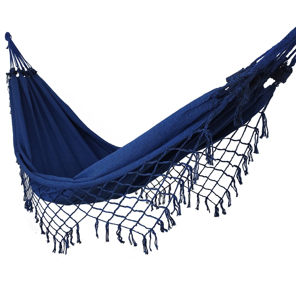 Rede de Dormir Azul com Preto Casal Costura Reforçada