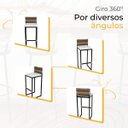 Ver imagem 5 de Kit 6 Banquetas Quadrada Junco Cappuccino para Balcão Ilha Cozinha Área Gourmet Bancada Piscina Bar