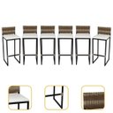 Ver imagem 1 de Kit 6 Banquetas Quadrada Junco Cappuccino para Balcão Ilha Cozinha Área Gourmet Bancada Piscina Bar