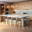 Ver imagem 6 de Kit 6 Banquetas Quadrada Junco Cappuccino para Balcão Ilha Cozinha Área Gourmet Bancada Piscina Bar