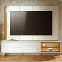 Ver imagem 3 de Painel Tv 65 Pol Led e Rack Sala Pé Madeira Dante Off/freijó C05 - Mpozenato