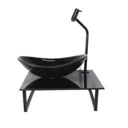 GABINETE DE VIDRO COM CUBA OVAL COM TAMPO 40CM PRETO FULL - 1