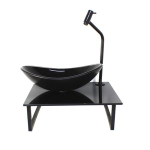 GABINETE DE VIDRO COM CUBA OVAL COM TAMPO 40CM PRETO FULL