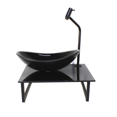 GABINETE DE VIDRO COM CUBA OVAL COM TAMPO 40CM PRETO FULL