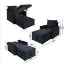 Ver imagem 3 de Sofá 3 em 1 Chaise, Cama e Baú Neve Preto Estofama