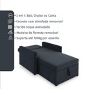 Ver imagem 5 de Sofá 3 em 1 Chaise, Cama e Baú Neve Preto Estofama