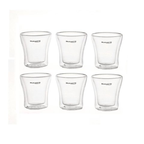 Jogo 6 Copos de Shots de Parede Dupla 100ml Bugatti