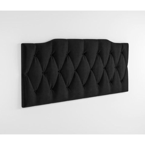Cabeceira Painel Estofada Casal 1,40 Dobrável Cama Box Nicole Preto Courino