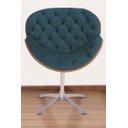 Ver imagem 2 de Poltrona Decorativa Bella Laminada Pé Giratório de Alumínio Capitonê Cor:azul Marinho