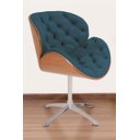 Ver imagem 1 de Poltrona Decorativa Bella Laminada Pé Giratório de Alumínio Capitonê Cor:azul Marinho